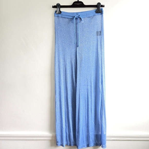 New HUTCH Peri Riviera Metallic Blue Swim Beach Cover-Up Pants NWOT Small - Picture 10 of 14